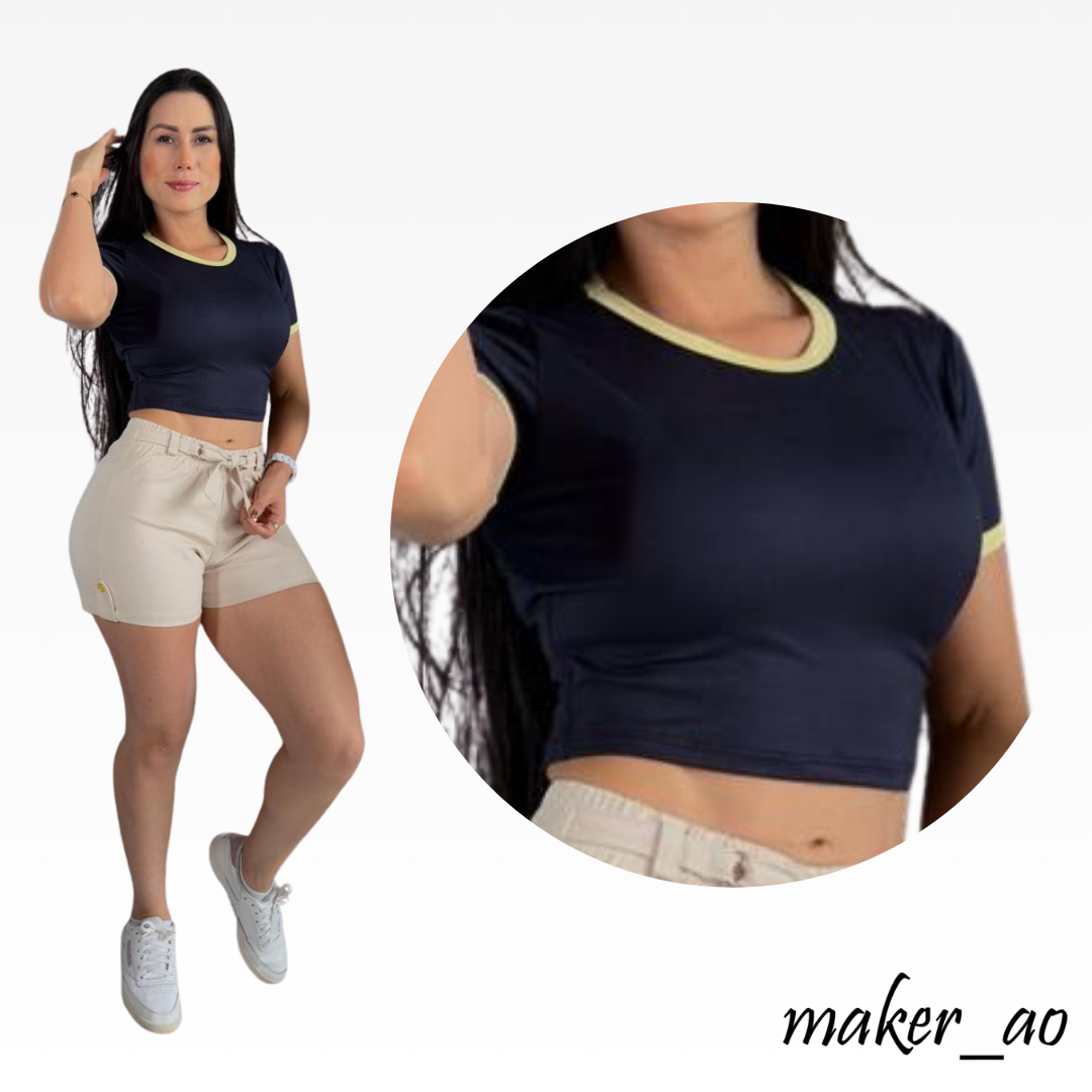 Blusa Estilo Crop con Filos