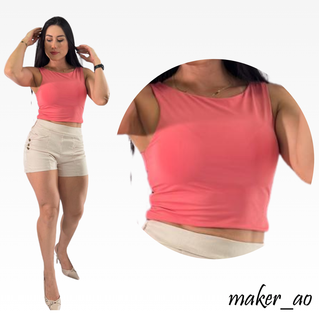 Blusa Suplex Cuello Bandeja sin Mangas 5$